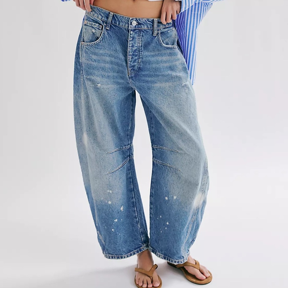 We The Free Blue Boyfriend Jeans Relaxed Fit